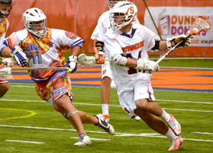 The Syracuse lacrosse team defeated the alumni team in the Orange Alumni Classic at the Carrier Dome Saturday.