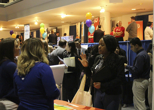 Syracuse University students attend a career fair at the Martin J. Whitman School of Management. Fairs provide an opportunity for obtaining information that can pertain to students' short and long term plans