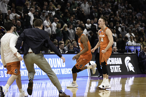 After not playing much this season, Braedon Bayer played in the final minutes against Michigan State. 