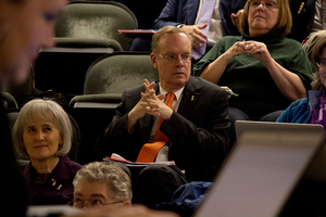 Chancellor Kent Syverud addressed concerns regarding the redesign of the swimming pool inside Archbold Gymnasium, which is currently under construction.