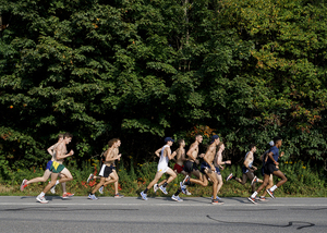 Syracuse distance runners, pictured during cross country season, had a strong showing at the Big Red Invitational on Sunday.