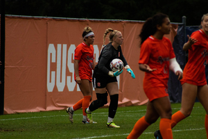 Shea Vanderbosch (pictured with ball) had six saves in the second half against No. 21 Pittsburgh.