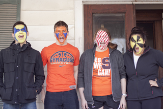 Joshuah Romero, Spencer Bodian, Becca Greenblatt and Kimi Loughlin scream for the camera after the photoshoot.