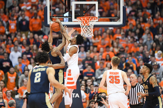 Brissett swats one of his three blocks of the game.